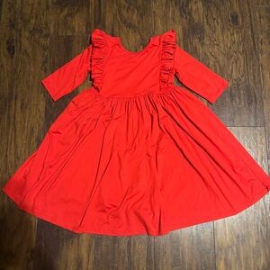 Mila & Rose Girl’s Red Dress with Ruffles 3/4 Sleeves Size 7/8